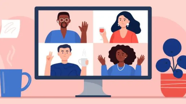 Laptop screen showing 4 faces